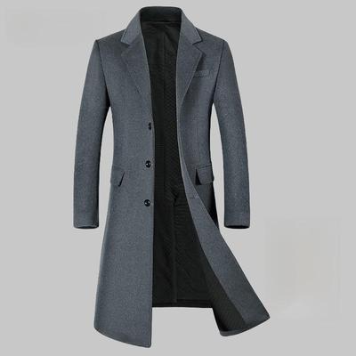 Langer Wollmantel für Herren für Herbst/Winter – dicker Trenchcoat-Windbreaker für Jugendliche, Übergröße erhältlich.