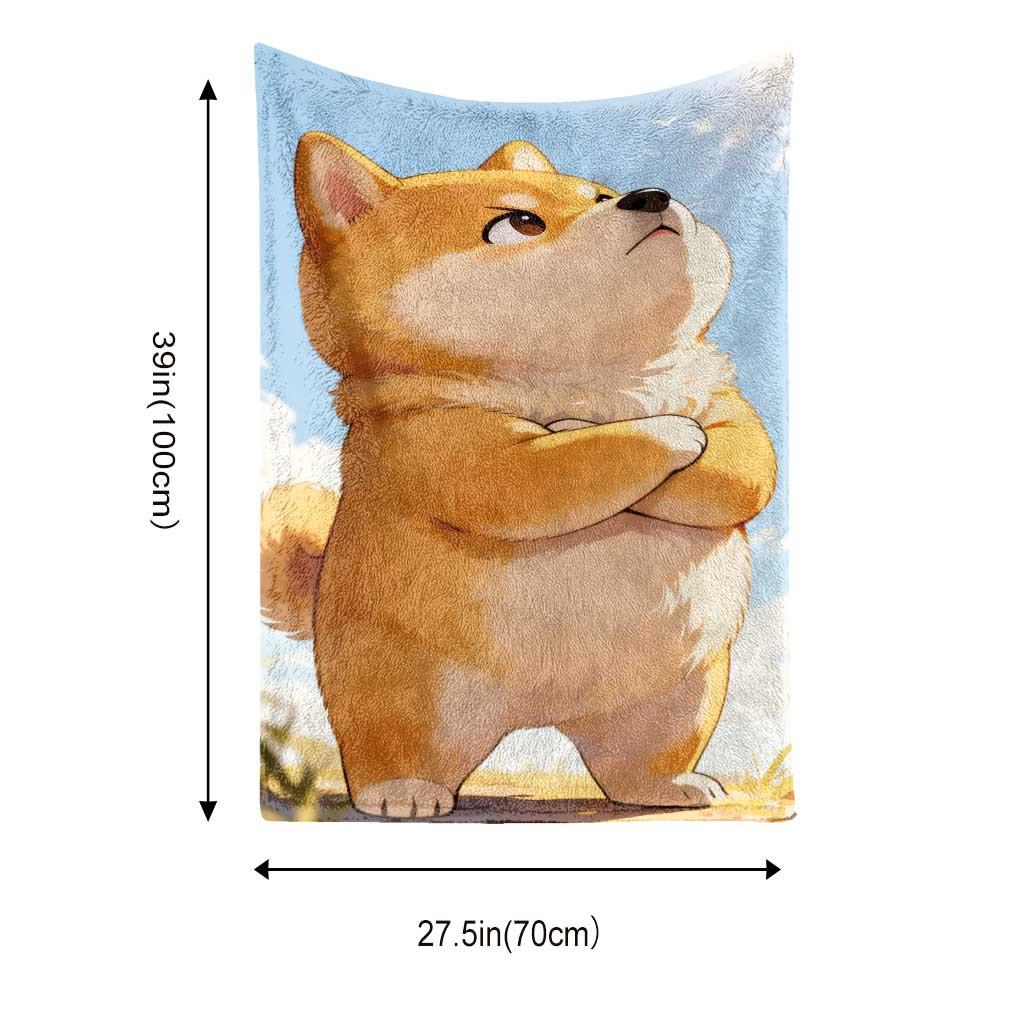 Cartoon Image of a Standing Dog Flannel Printed Blanket Suitable for All Seasons Suitable for Living Room Office Sofa and Travel