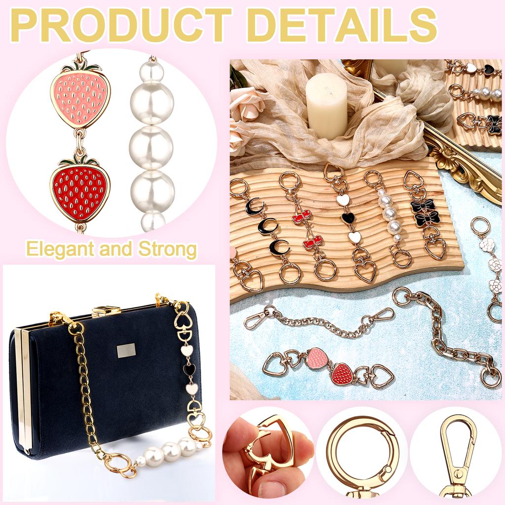 Hcewsbfd 10Pcs Purse Extender Chain Metal Bag Extension Strap Exquisite Purse Replacement Chain With Stylish Charms Lady Bag Mak