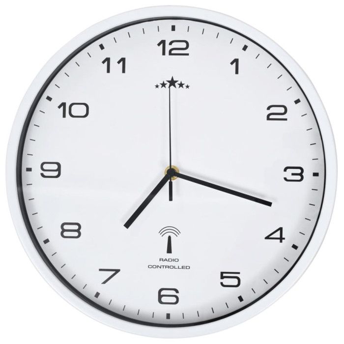 VidaXL Radio-Controlled Wall Clock with Quartz Movement White Living Room Kitchen 50616