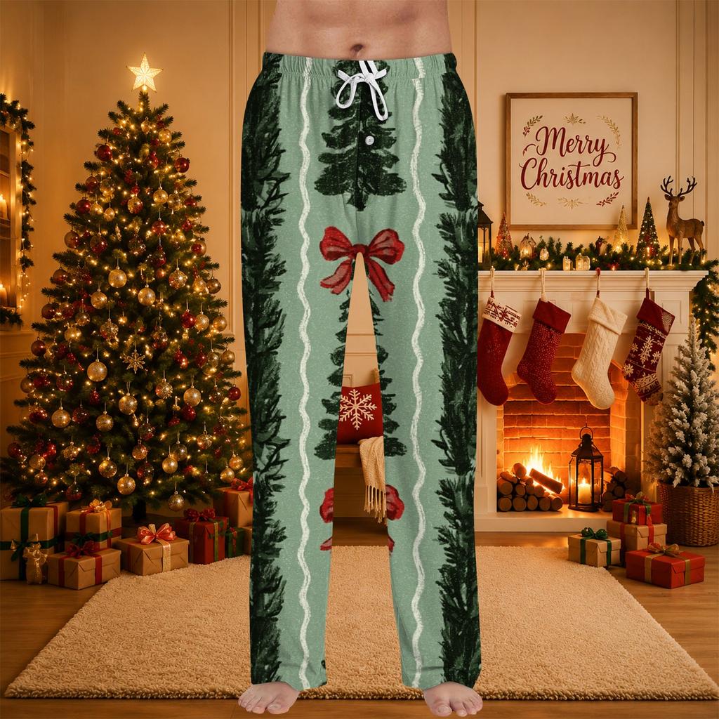 Men's Christmas Print Pajama Pants for and Sleep