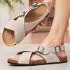 Lazy pedal cork slippers outside wearing high-end casual leather surface retro open-toed lazy foot cover Boken sandals