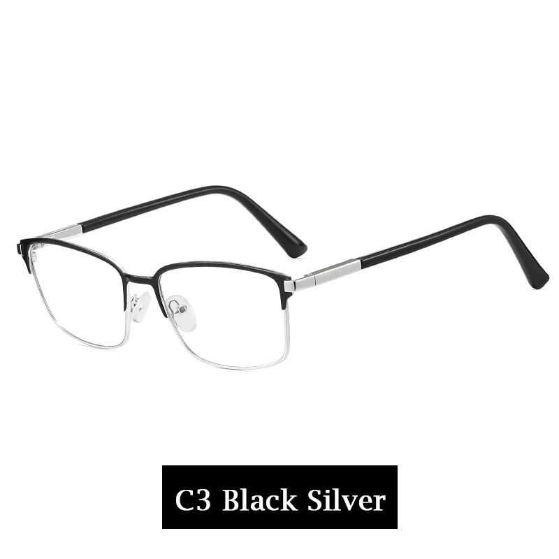 Business Casual Men's Presbyopic Glasses Anti Blue Light Reading Eyeglasses Browline Frame Clear Glass Prescription 0 to 6.0