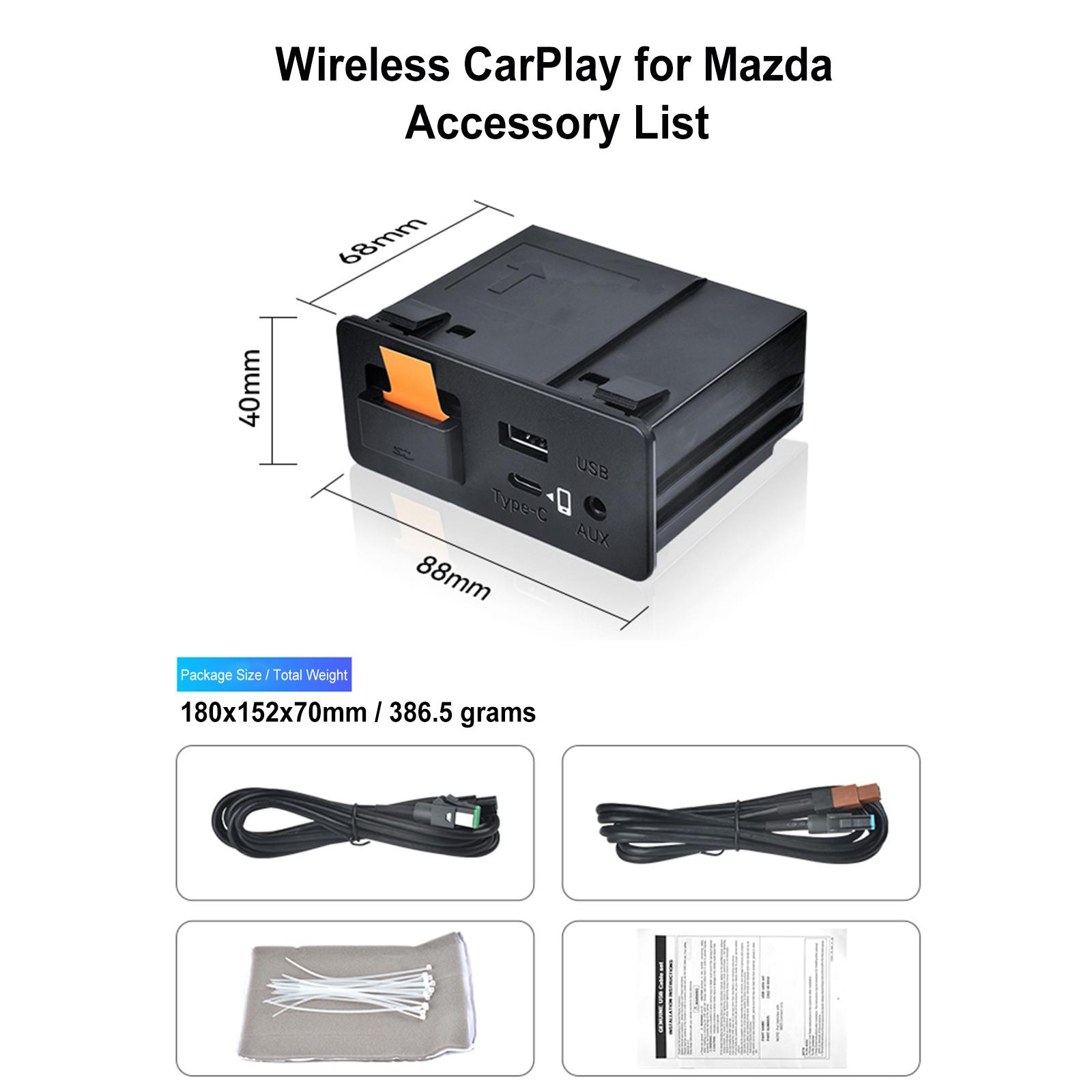 

Беспроводной интерфейсный модуль Apple CarPlay Android Auto Android 11.0 USB для модернизации OEM Mazda 2 3 6 CX3 CX5 CX8 CX9 MX5 чёрный