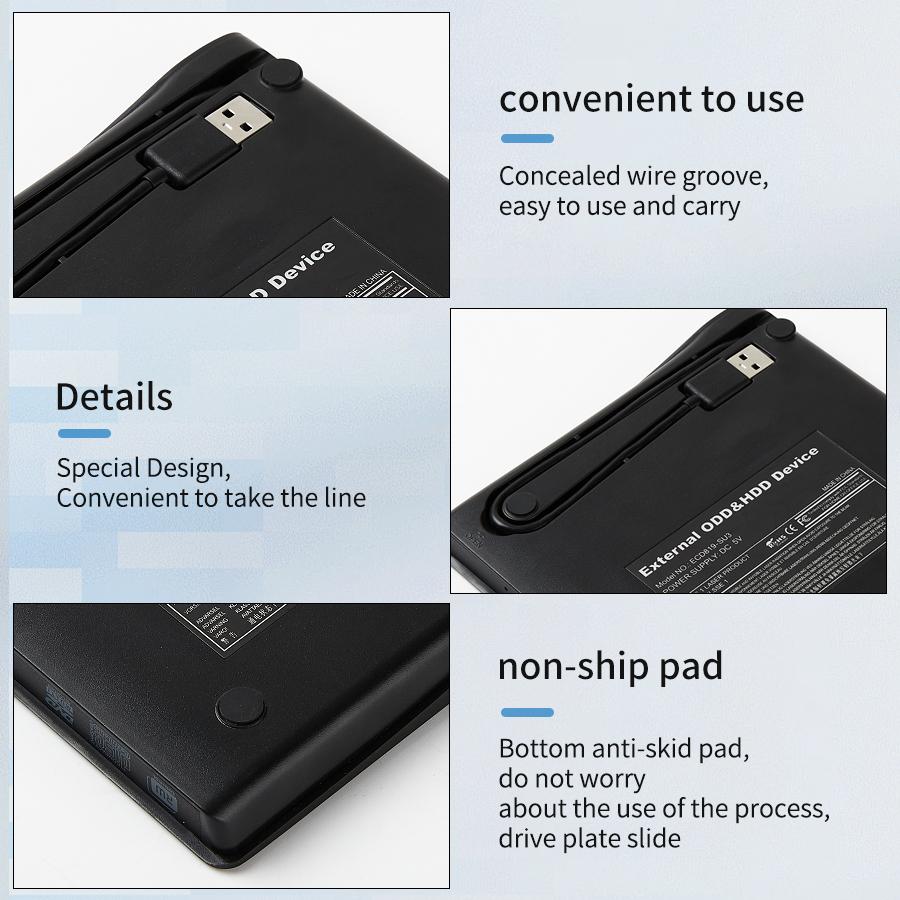 Externí jednotka CD DVD Jednotka USB 3.0 Slim Portable Vhodné pro DVD-R DVD-RW přehrávač Vypalovačka Pro PC Přenosný počítač Stolní počítač Windows 10/8/7