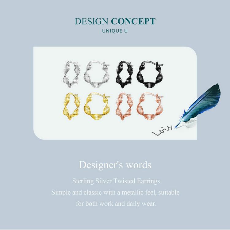 Bisaer 925 Sterling Silver High Gloss Twisted Stud Earrings For Women Lovely Girl Birthday Gift Holiday Party Jewelry