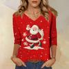 3/4 Sleeve Shirts For Women Print Christmas Tees Blouses Casual Plus Size Basic Tops Pullover