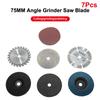 7Pcs 75Mm Cutting Disc For Hole Angle 10Mm Circular Saw Blade Sander Sanding Tool Tile Wood Metal Cutting Disc
