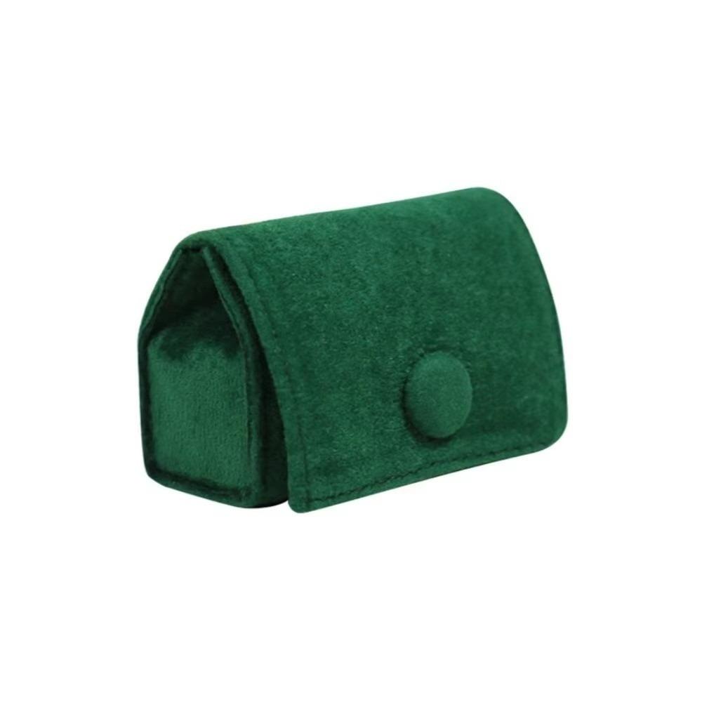 

Velvet Jewelry Box Button Closure Small Portable Jewelry Case Dust Protect Multi-purpose Ornament Box темно-зелений колір