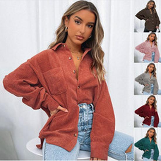 Women's 2026 Autumn/Winter Corduroy Long Sleeve Pocket Cardigan