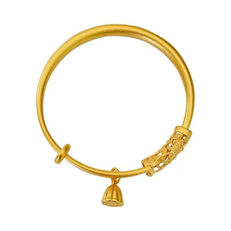 Valentine's Day exclusive gift hollow carved lotus pod fashion round belly push-pull boutique women's bracelet sand gold bracelet women