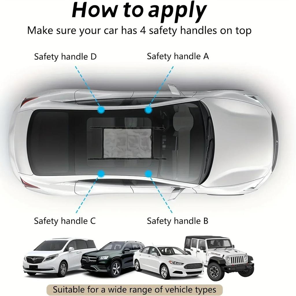 Car Ceiling Cargo Net Pocket, Car Ceiling Storage Net Strong Bearing Adjustable Capacity Roof Cargo Net Organizer, for SUV