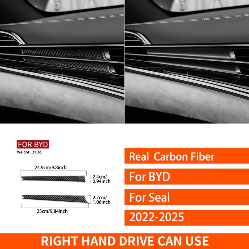 For BYD Seal -2025 Real Carbon Fiber Stickers Co-pilot Dashboard Panel Trim Strip Car Accessories Interior Decorative
