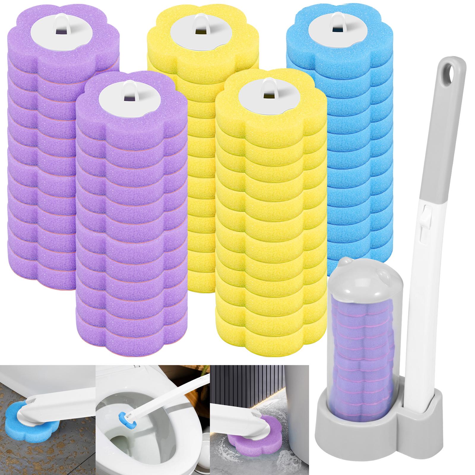 18-72 Pcs Disposable Toilet Brush Replacement Head Cleaning Kit Long Handle Toilet Bowl BrushWc Accessories Tool