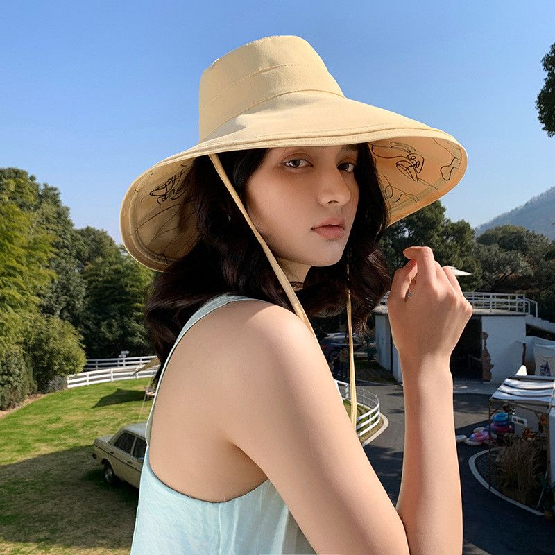 

Sun Hat Foldable UV Protection Big Brim Summer Women s Sun Protection Sun Hat Cover Face Fisherman Hat Outdoor XMZ079 Turmeric All yards