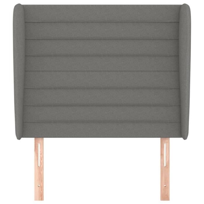 VidaXL Tête de lit avec oreilles Gris foncé 103x23x118-128 cm Tissu3118087