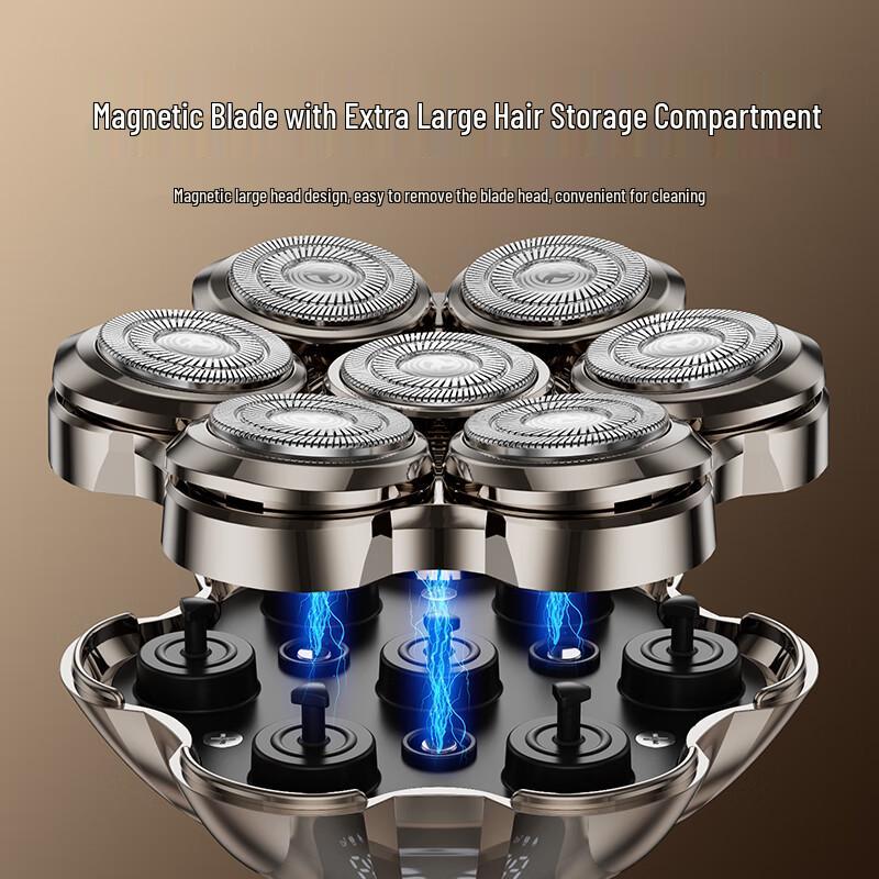 Qiman Magnetic 7-Blade Electric Head Shaver CN plug (adapter included)