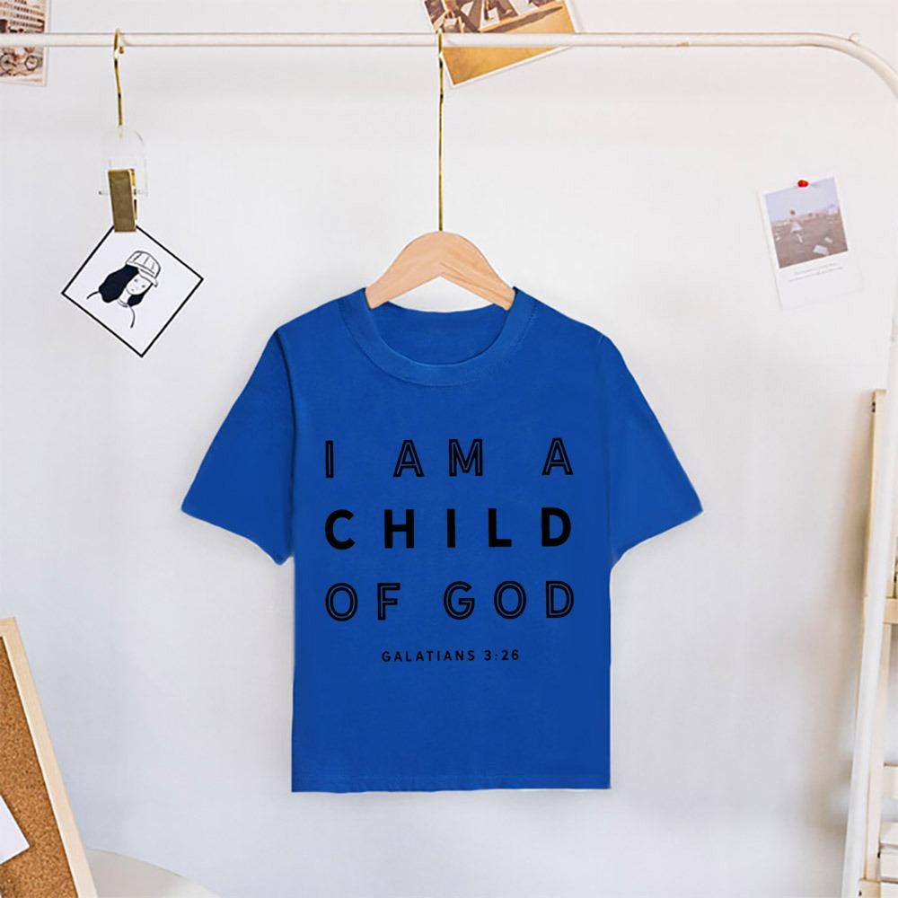 I Am A Child of God Printed Shirt T-shirt Girls Boys Short Sleeve Tops Vintage Tee Child Summer Shirts Tops Toddler Casual Tees