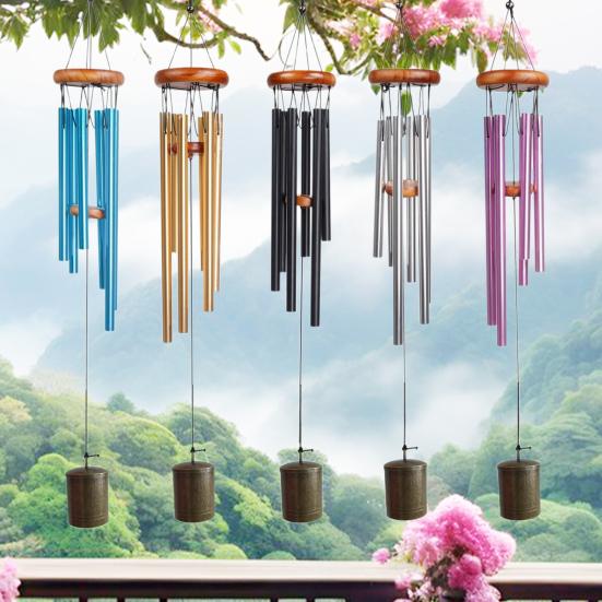 Vintage Aluminum Tube Wind Chime Natural Soothing Melody Outdoor Garden Yard Patio Hanging Metal Wind Bell Decoration