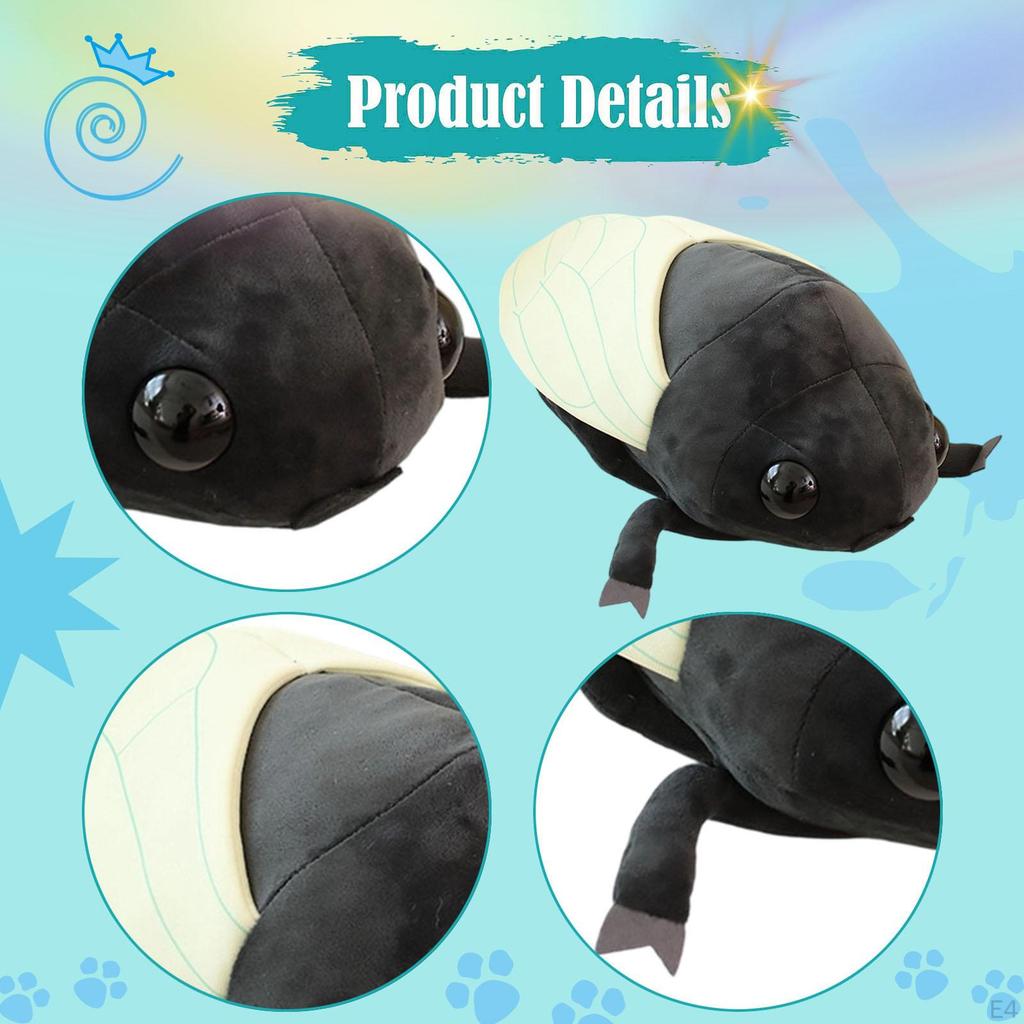 Décoration Cigale 48cm Coussin Animal en Peluche Poupée de Dessin Animé pour Enfants Garçons et Filles Adultes