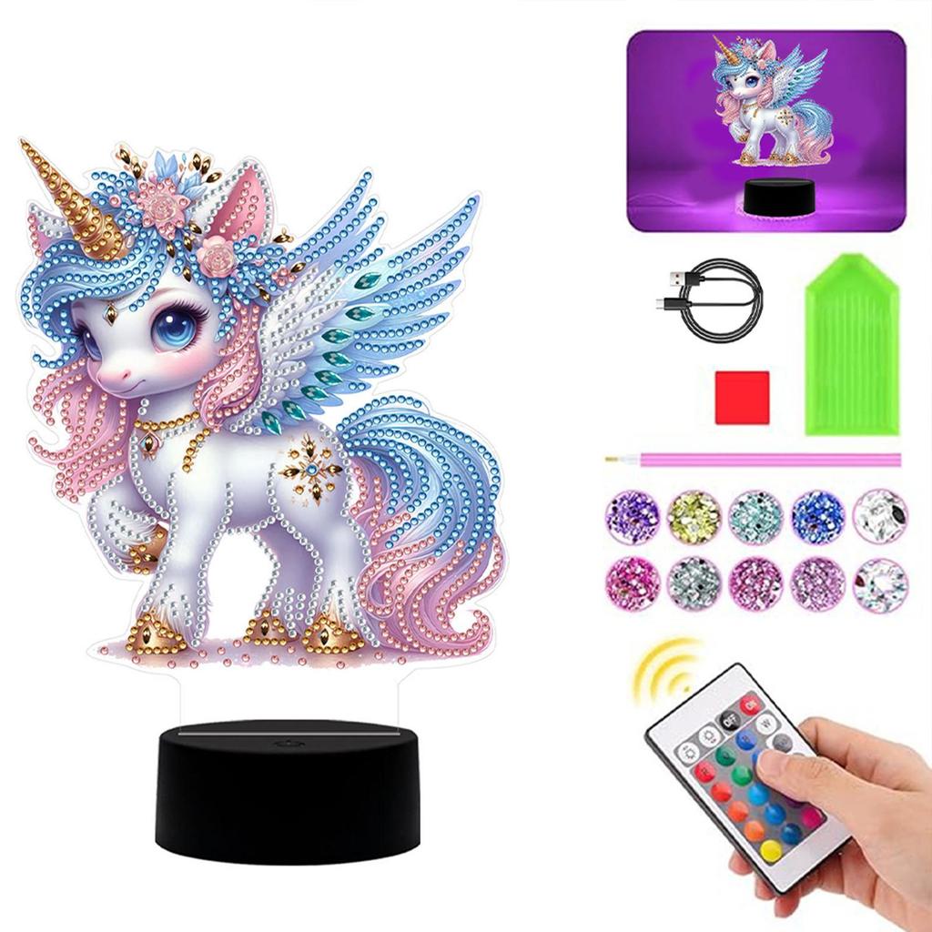 DIY Unicorn Diamond Art Painting Lamp Diamond Painting Bedside Lamp Arts Crafts Home Decoration for Bedroom Decor Gifts