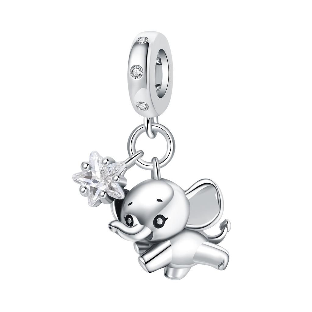 S925 Silber Tier-Thema Armband Perlen Anhänger Elefant Kaninchen Leopard Löwe Anhänger Perlen DIY Schmuckherstellung Zubehör