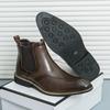 Fashion Fashion Classic Mens Ankle Boots Handmade Soft Leather Chelsea Boots Slip on Business High Top Shoes New Design Male Dress Botas