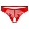 Mens Wet Look Patent Leather Crotchless Lingerie Bikini Briefs Underwear Panties
