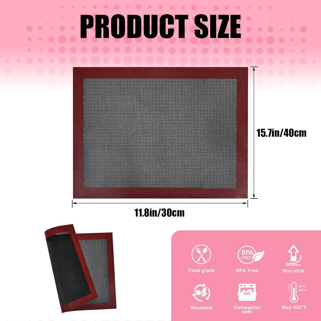 KitchenRaku Perforated Silicone Baking Mat, 15.7"x11.8" Reble Silicone Baking Sheets for Oven, Nonstick Bread Mat for Cookies, Macarons, Bread and