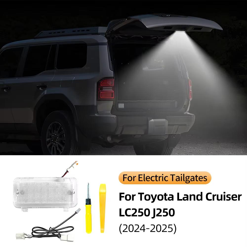 White LED Car Trunk Light Tailgate Lamp For Toyota Land Cruiser Prado 250 J250 LC250 2024 2025 2026 Suitcase Lights Assembly