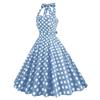 Retro colour-block polka dot halter-neck performance dress with tie-up detail – perfect for photo shoots, picnics and special occasions