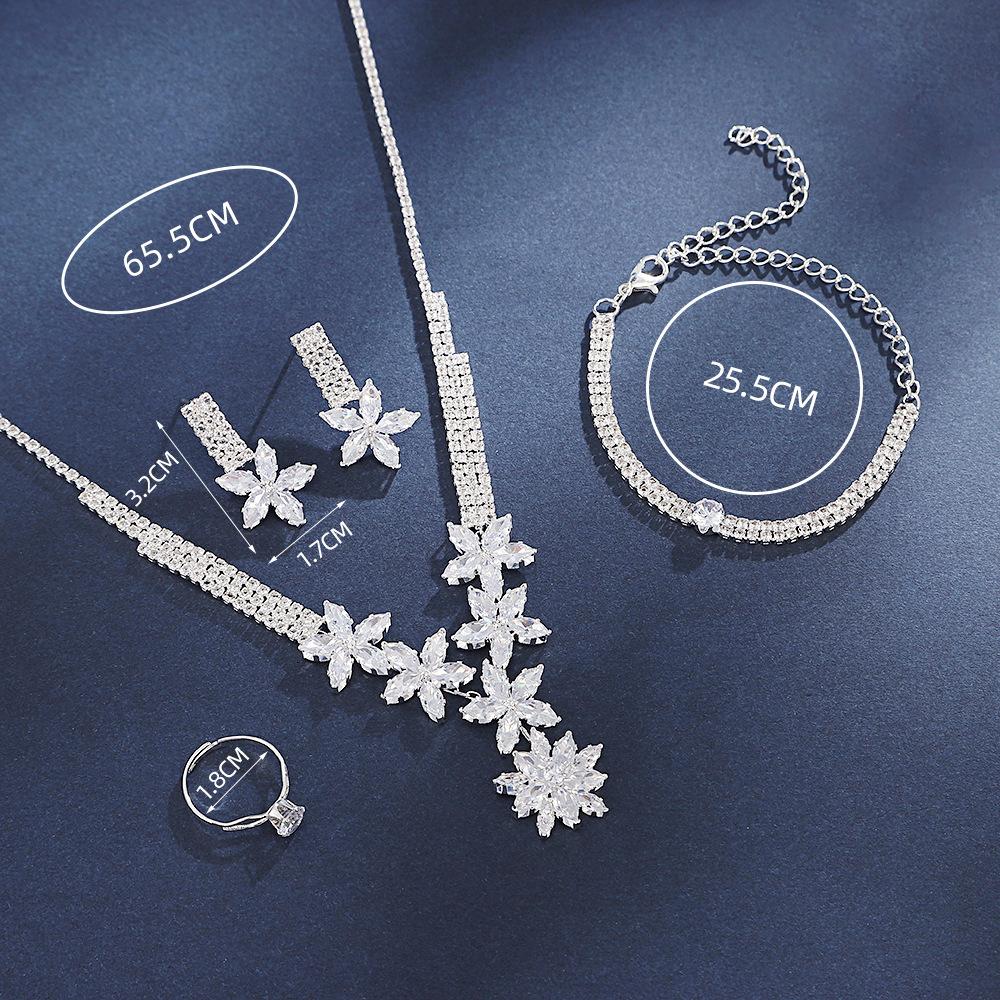 Bridal Necklace Set, High-End Light Luxury Style Diamond-Encrusted Jewelry, Exquisite Wedding Dress Jewelry Matching