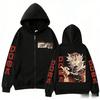 Unisex Anime Demon Slayer Doma Graphic Hoodie Zip Up Jacket Streetwear Oversized Print Long Sleeve Casual Gothic Fashion