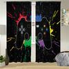 2 Pcs Game Controller Curtains Multicolor Graffiti Style Living Room Bedroom Window Decorative Curtains