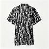 Men’s Spring Summer Casual Shirt Cotton Linen Short Sleeve Button Down Collared Top with Abstract Print Lightweight Relaxed Fit