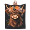 Soft Blanket Girls Boys Decorative Highland Cow Themed Throw Blanket  Flannel Bedspread For Outdoor Funny Sofa Bed Cover