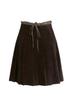 Melanoid Retro Coffee Corduroy A-Line Skirt with Double Waistband and Pleats – Mid-Length for Women in Spring/Autumn.