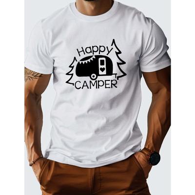 European Size Happy Camper Pure Cotton Men's Tshirt Comfort Fit