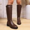 Plus Size Shoes for Women 35-42 Autumn Winter Fashion Women Round Toe Comfortable Non-slip Knee-high Boots Women Footwear