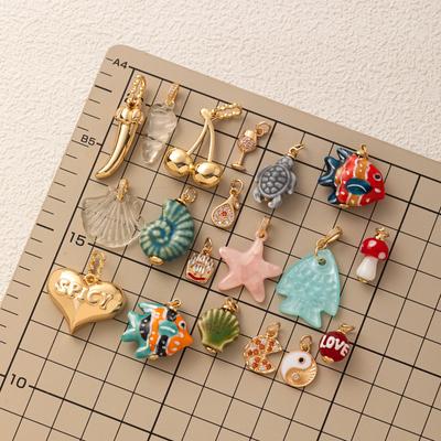 Fashionable and Trendy New DIY Small Fish Love Cherry Mushroom Pendant Accessories for Making Jewelry