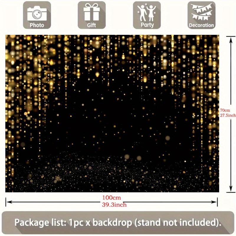 1 Stück schwarzer und goldener Glitzer-Hintergrundbanner mit goldenen Punkten - Polyester-Hintergrund für Geburtstage, Hochzeiten und Chris