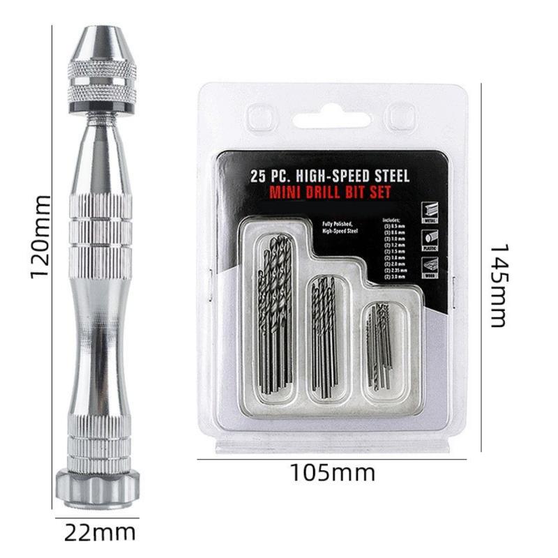 Hand Drill Mini Twist Drill Bits 26Pcs High Speed Steel Portable Set for Fine Drilling Resin Model Craft DIY Work