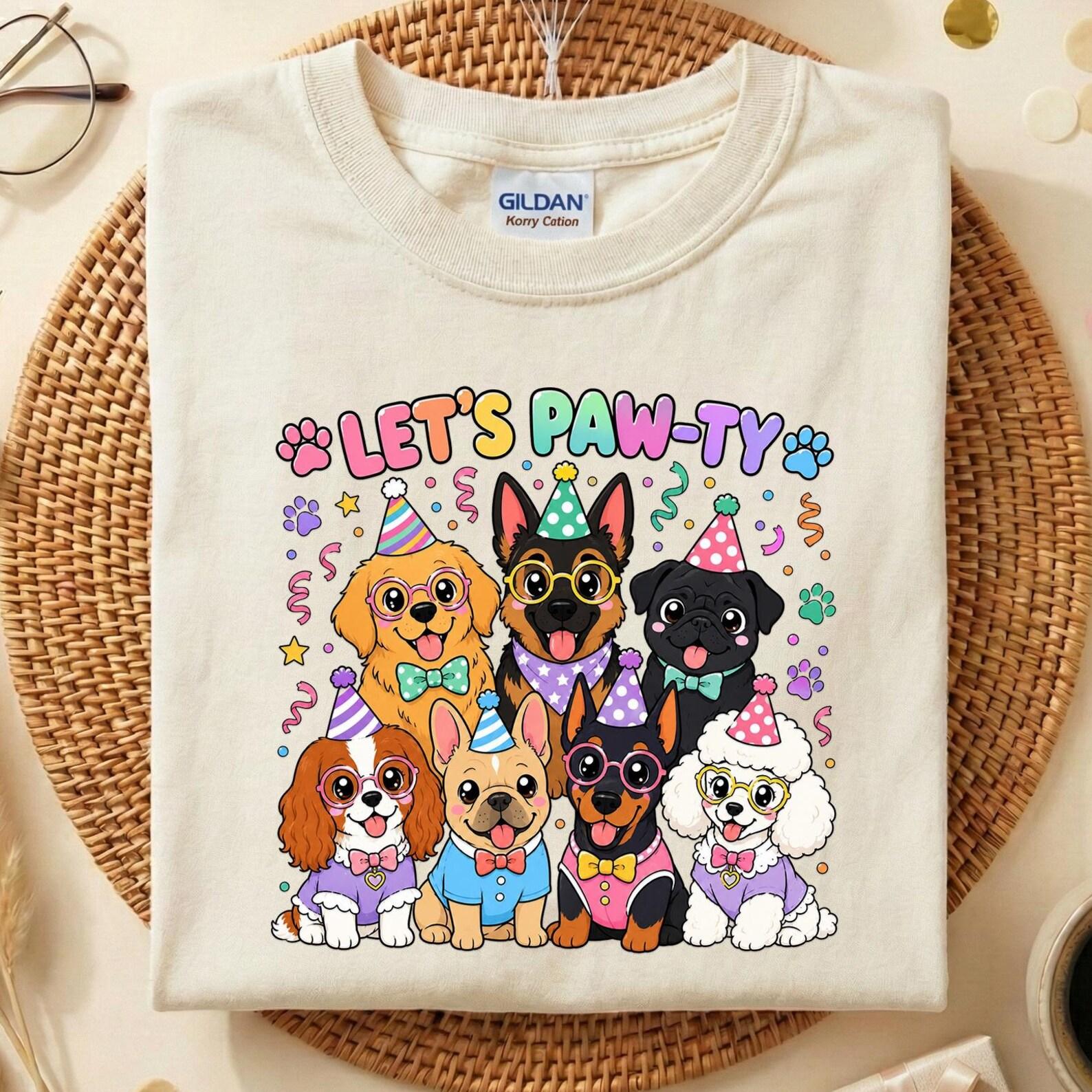 Lets Pawty Dog Birthday Shirt, Puppy Birthday Party Tee, Cute Dog Lover Birthday Outfit, Puppy Pawty Shirt, Unisex Birthday Shirt 100