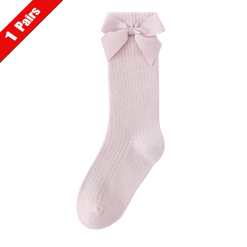 1/5Pairs Children Girls Socks With Bows Cotton Soft Toddlers Long Socks Kids Princess Dance Knee Stocking For Girls 1-8Years Old