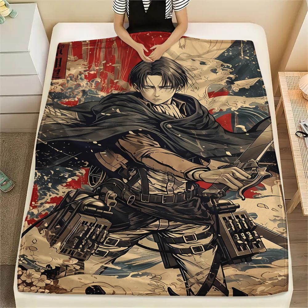 1PC Attack On Titan Print Flannel Blanket, High Quality All Seasons, Home Decor, Warmth and Comfort, Perfect for Christmas Gifts