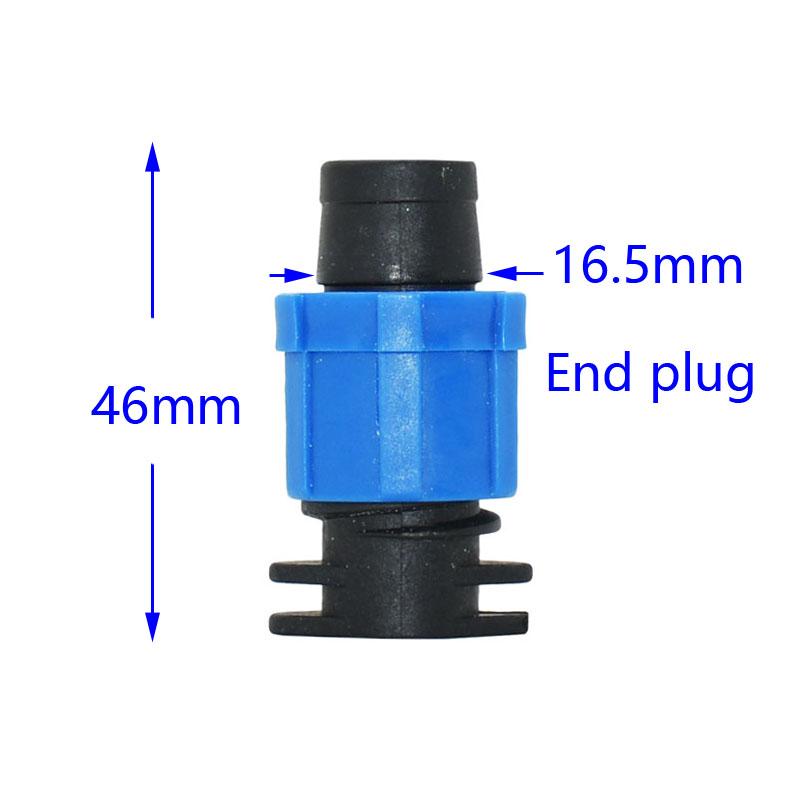 

25pcs 16mm Drip Tape Connectors Elbow End Plug Straight Tee Water Splitter Fitting Adapter Hose Lock Nut