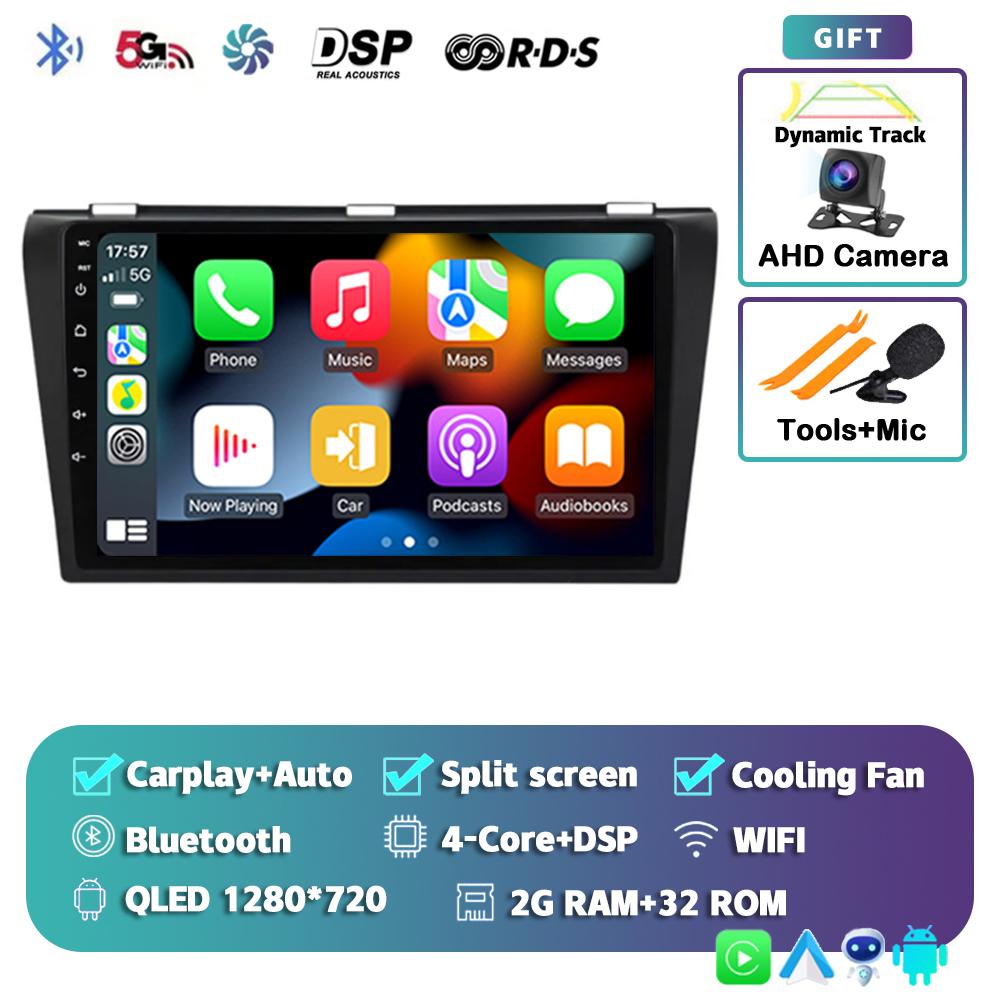 Android 14 Carplay Auto Car Radio For Mazda 3 2004-2009 Multimedia Video Player Navigation Speakers Head Unit Stereo 2 Din Audio
