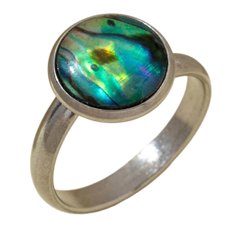 Stylish Adjustable Ring With Real Shell Inlay Sturdy Alloy Band Finger Accessory Perfect For Daily Wear And Gifts