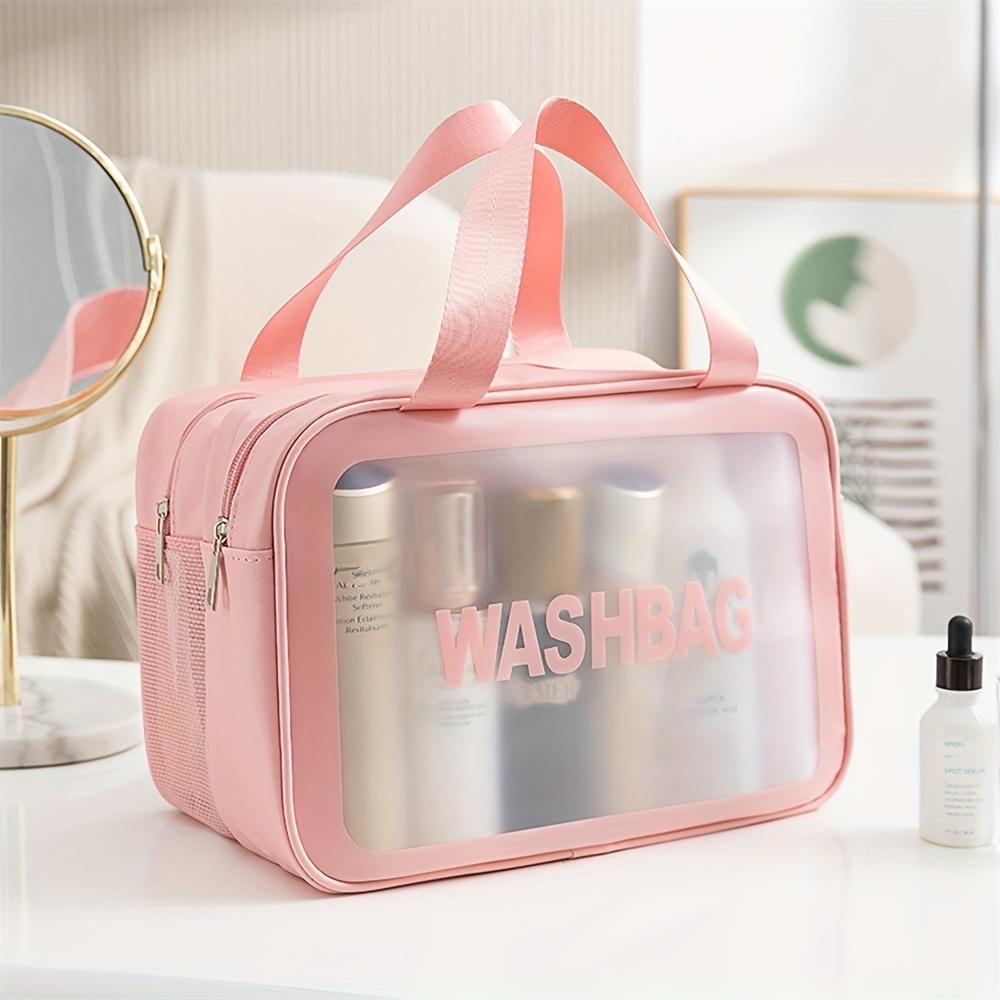 Transparent Wet-Dry Separation Toiletry Bag, Waterproof Double Layer, Large Capacity Travel Storage Pouch розовый