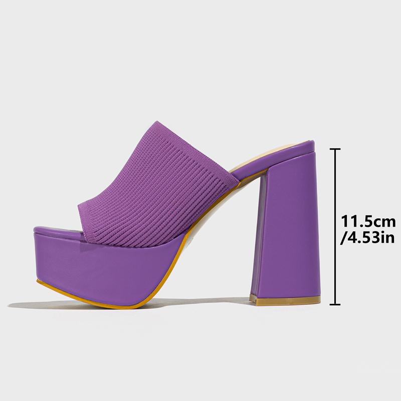 Eilyken Fashion Knitted Platform High Heels Slippers Women Peep Toe Fashion Ladies Shoes Sandals Size 35-42